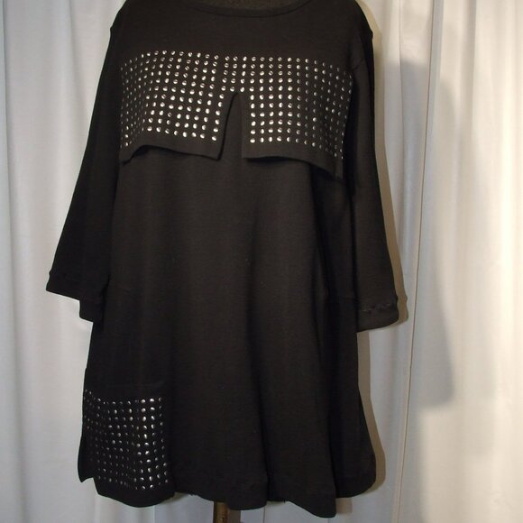 NIC+ZOE Studded Stretchy Black Sweater Cotton Blend Women's Size XL - Picture 1 of 7